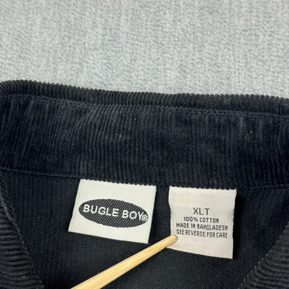 Vintage Bugle‎ Boy Jacket Mens XLT Tall Black Corduroy Full Zip Schaket Grunge